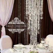Esküvői asztaldísz elegáns, exkluzív álló kristály dísszel